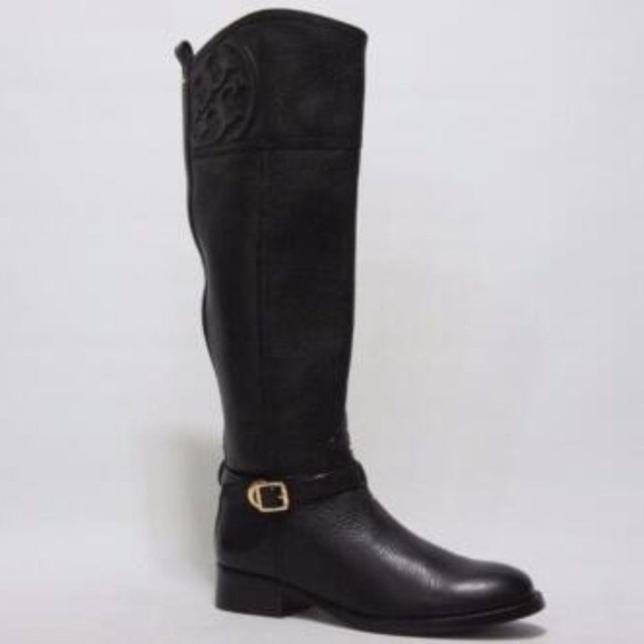 Tory Burch Shoes - Tory Burch Marlene Women's Leather Zip-up Logo Boots Size 8.5  Black